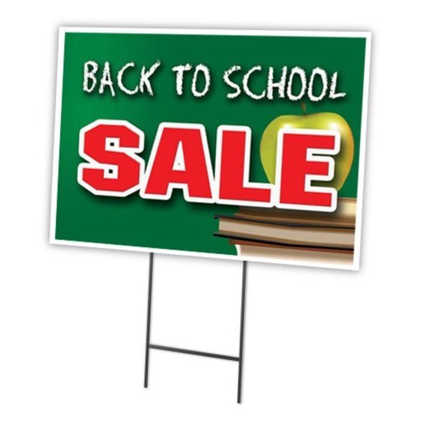 Signmission Back To School Sale Yard & Stake outdoor plastic coroplast window, C-1216-DS-Back To School Sale C-1216-DS-Back To School Sale